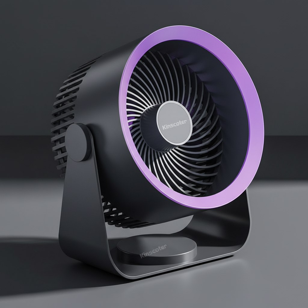 Ventilador Negro Aro Morado Premium
